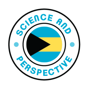 Science and Perspective Logo. a cirle with the words "Science and Perspective around a smaller circle that includes a Black triangle pointing toward three horizontal bars of blue yellow and blue